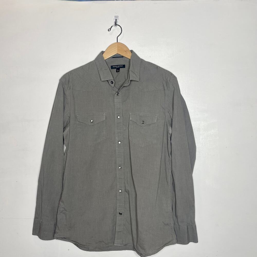 BANANA REPUBLIC Gray Button Up